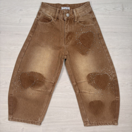 Sparkling Heart Jeans - camel