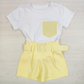 Bling Pocket Short Set - geel (verzenddatum 24 apr)