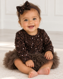 Glamour & tule baby dress - bruin (verzenddatum 9 okt)