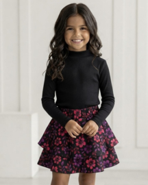 Velvet garden skirt - zwart/roze
