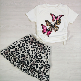 Butterfly Leopard Skort Set - wit