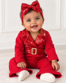 Festive bow jumpsuit - rood (verzenddatum 9 okt)