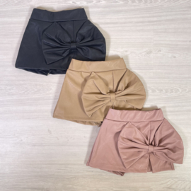 Leather bow skort