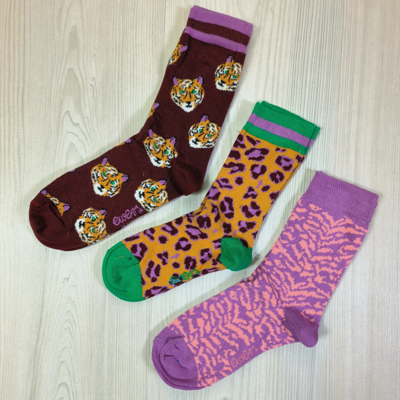 Leopard socks 3 pack- Brown