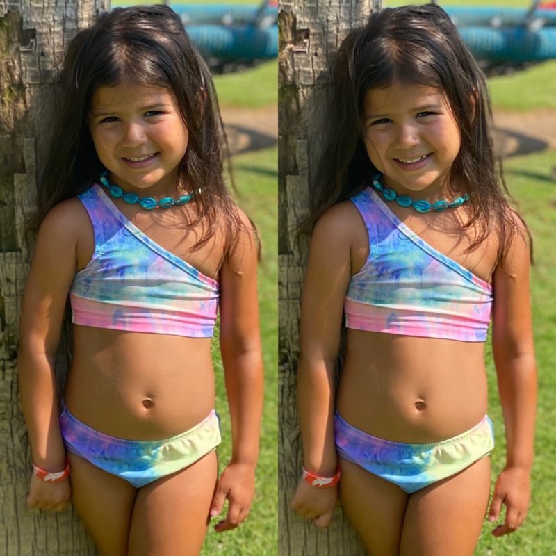 moord Echt ontsnapping uit de gevangenis One shoulder bikini - tie dye | Meisjes Zwemkleding | Hippe Beebjes