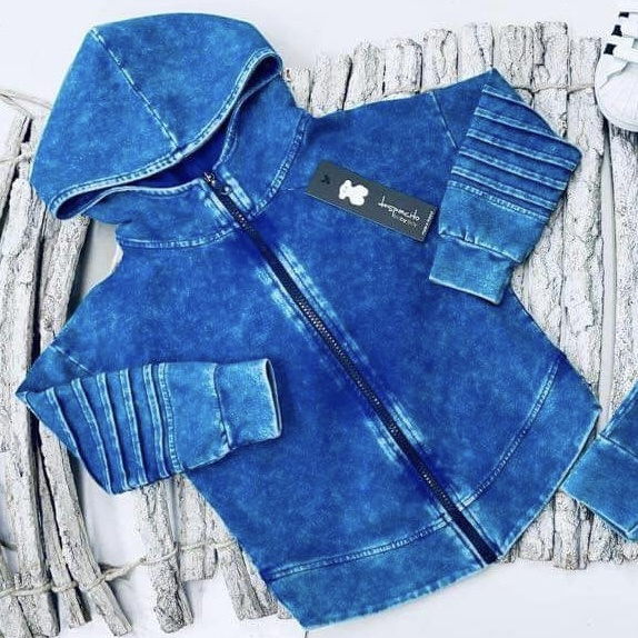 Dark blue washed biker vest