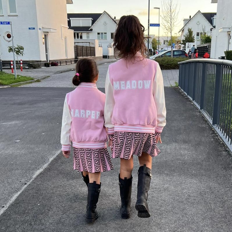 Pink baseball jacket (gepersonaliseerd) | Meisjes Jassen Beebjes