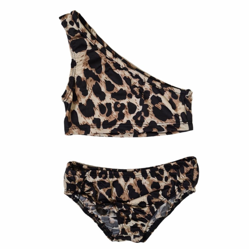 One shoulder Leopard | Meisjes Zwemkleding | Beebjes