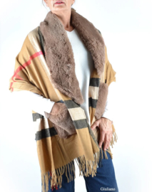 Poncho beige geruit