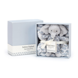 Knuffel + tetra/multidoek "Jellycat" Bedtime elephant met of zonder naamborduring op doek