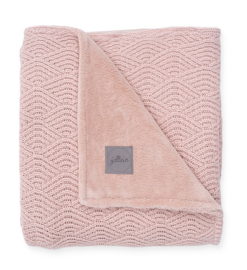 "Jollein" Baby Deken River Knit 75x100cm, Pink + Coral fleece, met of zonder naamborduring