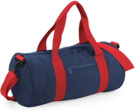 Logeertas / Weekendtas / Sporttas in sterk polyester, donker blauw/rood, om te laten borduren