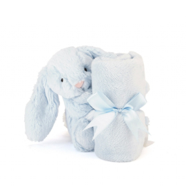 Knuffeldoekje konijn "Jellycat" licht blauw + 1 naam geborduurd