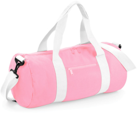 Logeertas / Weekendtas / Sporttas in sterk polyester, roos/wit, om te laten borduren