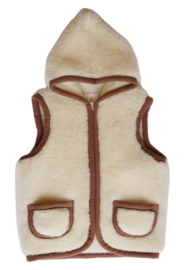 Bodywarmer met kap & rits  "We are wovens" beige 110/122