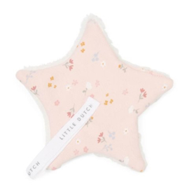 Speendoekje "Little Dutch" ster, Pink Flowers, met of zonder naam geborduurd