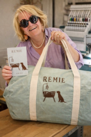 Logeertas / Weekendtas / Sporttas in katoen, mint groen, om te laten borduren