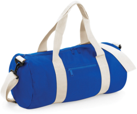 Logeertas / Weekendtas / Sporttas in sterk polyester, blauw/wit, om te laten borduren