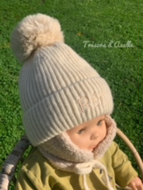 Baby wintermuts, kleur biscuit (1-3j) met naamborduring