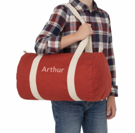 Logeertas / Weekendtas / Sporttas in katoen, donker rood, om te laten borduren