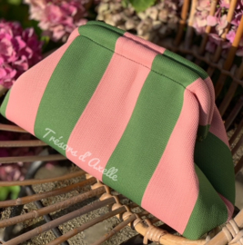 Clutch/Make-up tas/Toilettas, groen/oud roos