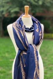 Sjaal "Chartage", rechthoekig blauw, 100% silk