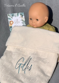 Baby Deken "Grain Knit/fleece" 75x100cm, gebroken wit, om te laten borduren