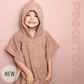 Baby Badponcho in badstof, 0-2j, Pinkstone, met of zonder naamborduring