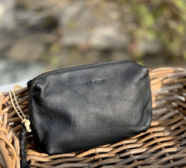 Toiletzak/Make-up tas, zwart 100% leder "Paul Marius, Adèle"