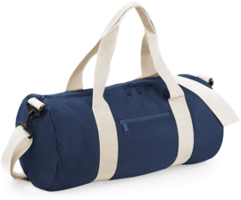 Logeertas / Weekendtas / Sporttas in sterk polyester, donker blauw/wit, om te laten borduren