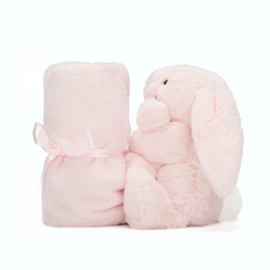 Knuffeldoekje konijn "Jellycat" licht roos + 1 naam geborduurd