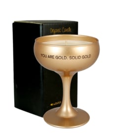 "My Flame" Sojakaars -in een champagneglas "You are gold.Solid gold is always the answer - Warm Cashmere