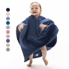 Baby Badponcho in badstof, 0-2j, jeans blauw, met of zonder naamborduring