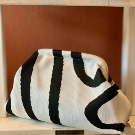 Clutch/Make-up tas/Toilettas, black & white 3