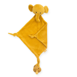 Speendoekje "jollein" olifant mosterd geel, met of zonder naam geborduurd