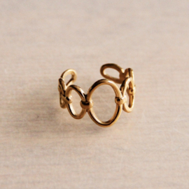 Stalen verstelbare ring “ovaal bewerkt” – goud