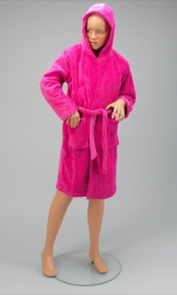 Kinder kamerjas fleece, fuchsia 8/10 jaar + 1 naam geborduurd