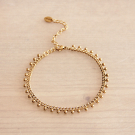 Stalen chain armband met balletjes – goud