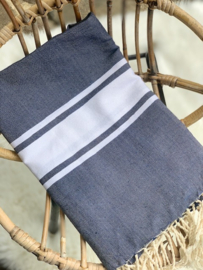 STRANDLAKEN /FOUTA, 1X2m, Bleu marine, met naamborduring