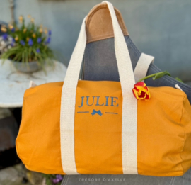 Logeertas / Weekendtas / Sporttas in katoen, mint groen, om te laten borduren