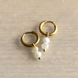 Mini creolen + 2 freshwater pearl drop