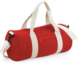 Logeertas / Weekendtas / Sporttas in sterk polyester, rood/wit, om te laten borduren