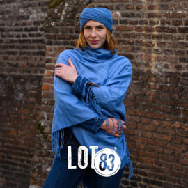 Poncho "Lot83" jeansblauw met rolkraag