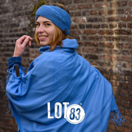 Poncho "Lot83" jeansblauw met rolkraag