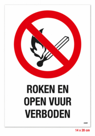 Bord Roken en open vuur verboden