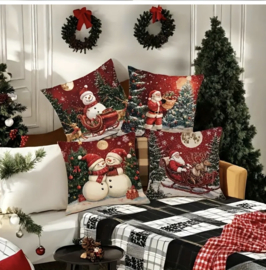 Kerst kussenhoes - set van 4 - Bordeaux