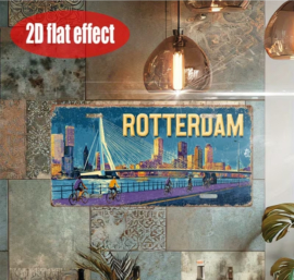 Bord skyline en Erasmusbrug Rotterdam 2-D