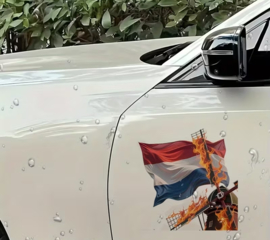 6x Sticker Nederland Molen in vlammen