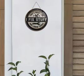 Tekstbordje I fix things. Voor de doe het zelver