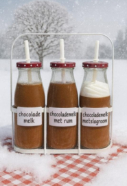 Flessenrek met 3 glazen flessen - Winter Kerst Sinterklaas  inspiratie